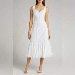 PAIGE White Eyelet Midi Dress